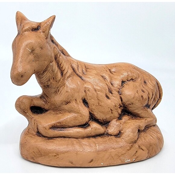 Nativity Donkey Ceramic Mold Glazed Tan Brown Animal Replacement Piece Vintage - Picture 1 of 17
